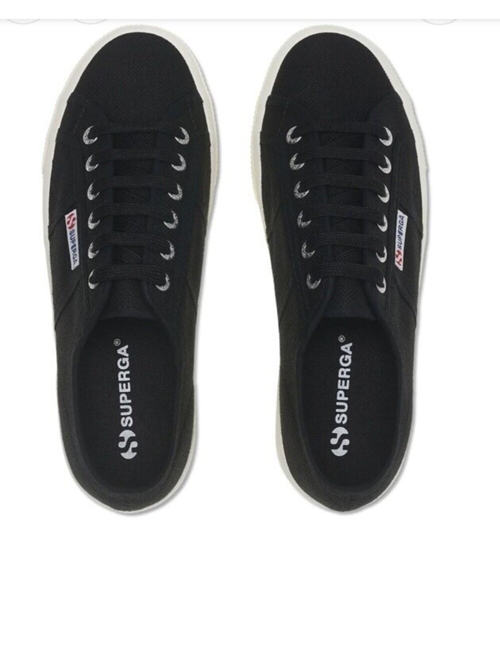Superga 2790 Low-Top Sneakers Black White Platform Wedge Lace Up Sneaker Sz 9.5 - Picture 3 of 6